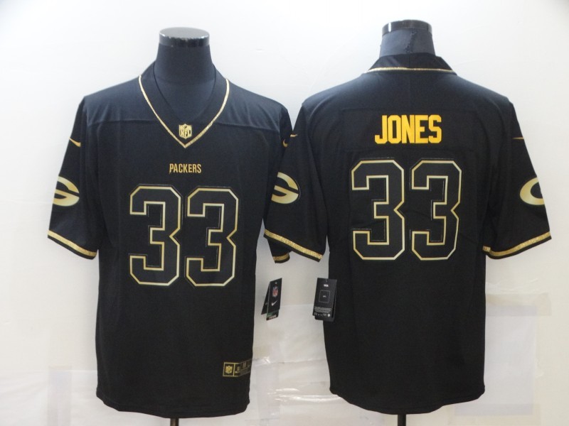 Men's Green Bay Packers Aaron Jones #33 Black Jersey